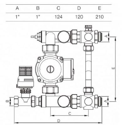 Насосная группа для коллектора теплого пола PROFLine XF 15189 (схема)