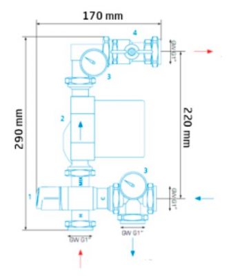 Смесительный узел для водяного теплого пола Afriso 9050100